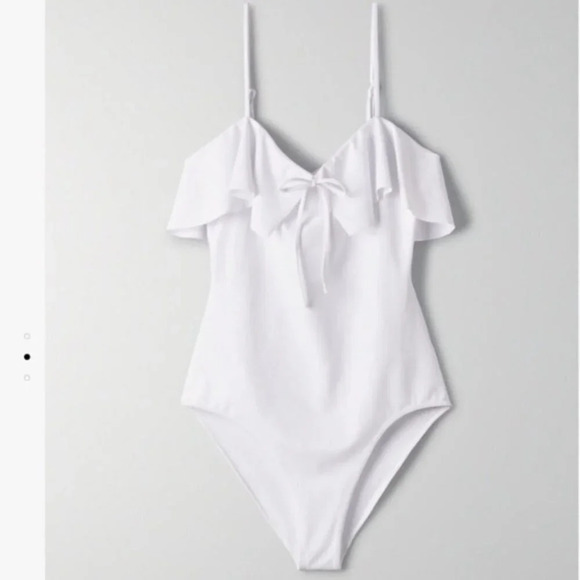 Aritzia Other - Aritzia Wilfred Nyla One Piece Ruffle Swim Bodysuit White Size Small